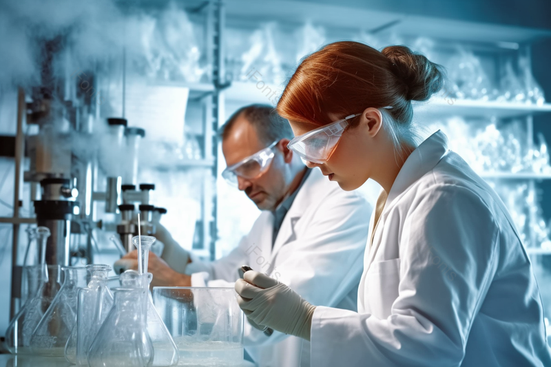 年轻女研究科学家和高级男主管在研究实验室准备,高清,摄影图,摄影图片,图片大全,摄影图免费下载